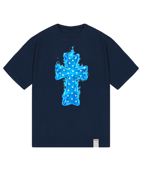GRAVER（グレーバー）の「[ユニセックス]ドットクロス_フレーム半袖Tシャツ_3色（Tシャツ/カットソー・レディース・ブラック/ホワイト/ネイビー・SMALL/MEDIUM/LARGE）」の6枚目の写真