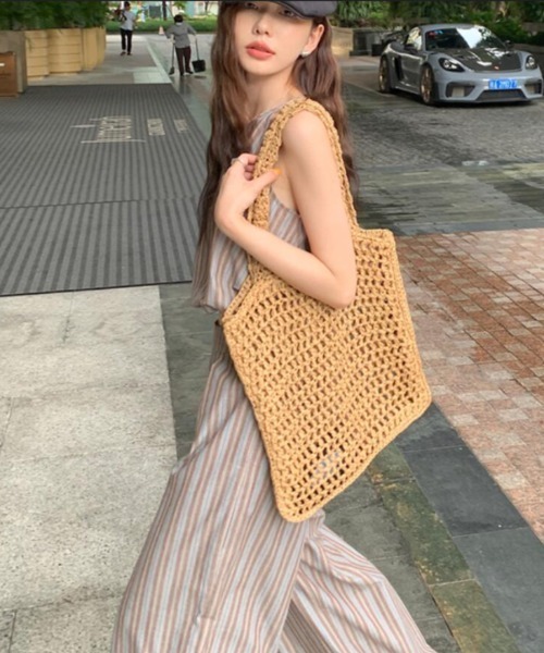semplice(センプリチェ)の「ストライプクロップドトップス × ハイウエストタックワイドパンツ セットアップ(セットアップ・レディース・キャメル/ネイビー・F)」の18枚目の写真