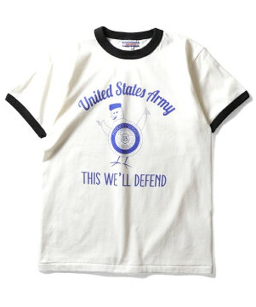 HOUSTON(ヒューストン)の「HOUSTON プリントリンガーTシャツ(U.S.ARMY)(Tシャツ/カットソー・レディース・ホワイト系その他/グレー系その他/ホワイト系その他2・1)」の2枚目の写真