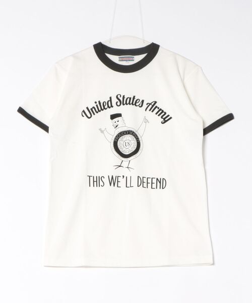 HOUSTON(ヒューストン)の「HOUSTON プリントリンガーTシャツ(U.S.ARMY)(Tシャツ/カットソー・レディース・ホワイト系その他/グレー系その他/ホワイト系その他2・1)」の4枚目の写真
