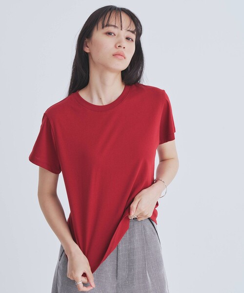 UNITED TOKYO(ユナイテッドトウキョウ)の「【大人気!】コンパクトTシャツ|ウォッシャブル/オフィスカジュアル/半袖/Tシャツ/夏服/抗ピリング(Tシャツ/カットソー・レディース・ブラック/アイボリー/ネイビー/レッド/ピンク/ライトブルー・FREE)」の6枚目の写真