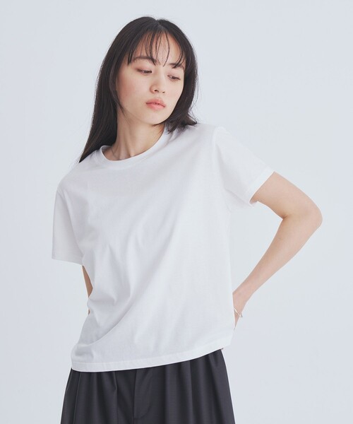 UNITED TOKYO(ユナイテッドトウキョウ)の「【大人気!】コンパクトTシャツ|ウォッシャブル/オフィスカジュアル/半袖/Tシャツ/夏服/抗ピリング(Tシャツ/カットソー・レディース・ブラック/アイボリー/ネイビー/レッド/ピンク/ライトブルー・FREE)」の7枚目の写真