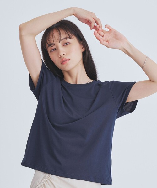 UNITED TOKYO(ユナイテッドトウキョウ)の「【大人気!】コンパクトTシャツ|ウォッシャブル/オフィスカジュアル/半袖/Tシャツ/夏服/抗ピリング(Tシャツ/カットソー・レディース・ブラック/アイボリー/ネイビー/レッド/ピンク/ライトブルー・FREE)」の5枚目の写真