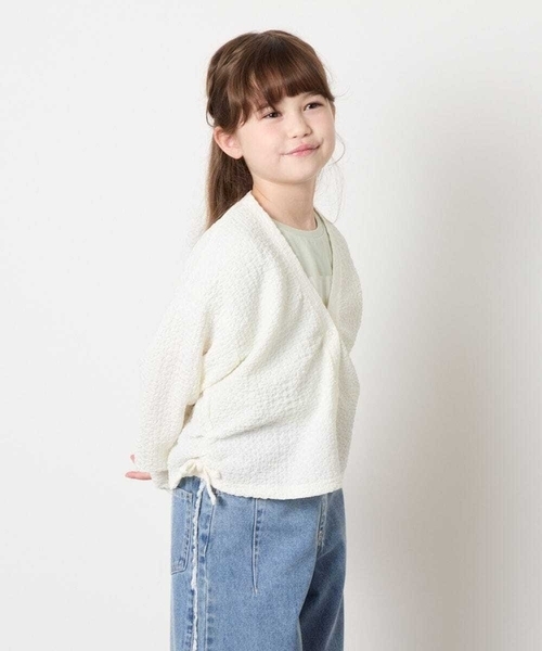 a.v.v（アーヴェヴェ）の「[130-160]【UVカット】サイドギャザーシアーカーディガン（カーディガン/ボレロ・キッズ・アイボリー/ブラック・140/130/150/160）」の9枚目の写真