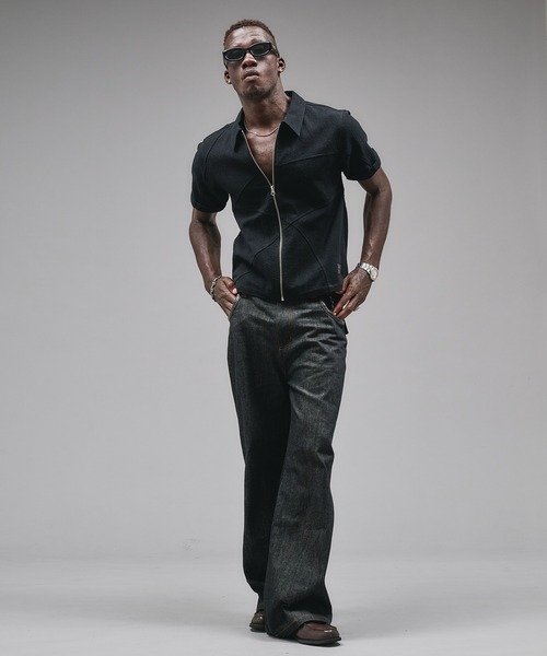 ANDER HUNK(アンダーハンク)の「Linen Cotton Shirt Jacket/リネンコットンシャツジャケット(シャツ/ブラウス・メンズ・ブラック/グレー・MEDIUM/LARGE)」の3枚目の写真
