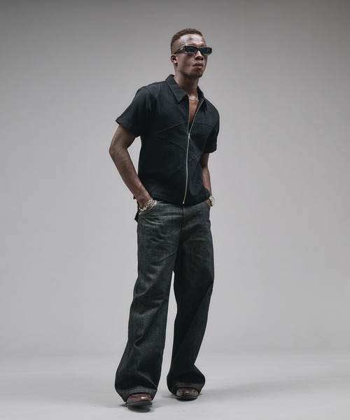 ANDER HUNK(アンダーハンク)の「Linen Cotton Shirt Jacket/リネンコットンシャツジャケット(シャツ/ブラウス・メンズ・ブラック/グレー・MEDIUM/LARGE)」の4枚目の写真
