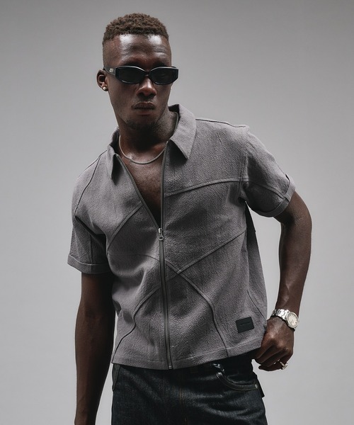 ANDER HUNK(アンダーハンク)の「Linen Cotton Shirt Jacket/リネンコットンシャツジャケット(シャツ/ブラウス・メンズ・ブラック/グレー・MEDIUM/LARGE)」の6枚目の写真