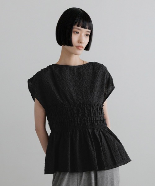 LOWRYS FARM(ローリーズファーム)の「シャーリングペプラムフレンチスリーブ 759467(シャツ/ブラウス・レディース・ブルー/ドット/ブラック・FREE)」の11枚目の写真