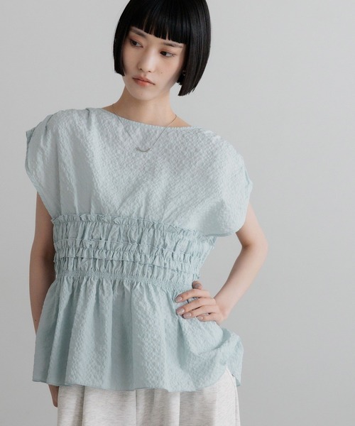 LOWRYS FARM(ローリーズファーム)の「シャーリングペプラムフレンチスリーブ 759467(シャツ/ブラウス・レディース・ブルー/ドット/ブラック・FREE)」の15枚目の写真