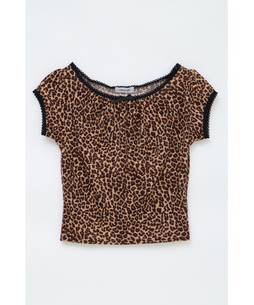 LAGUA GEM(ラグアジェム)の「LEOPARD LACE トップス(Tシャツ/カットソー・レディース・グレー/ブラウン・FREE)」の1枚目の写真