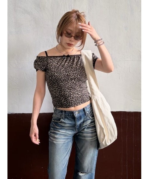 LAGUA GEM(ラグアジェム)の「LEOPARD LACE トップス(Tシャツ/カットソー・レディース・グレー/ブラウン・FREE)」の13枚目の写真