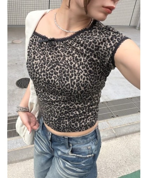 LAGUA GEM(ラグアジェム)の「LEOPARD LACE トップス(Tシャツ/カットソー・レディース・グレー/ブラウン・FREE)」の12枚目の写真