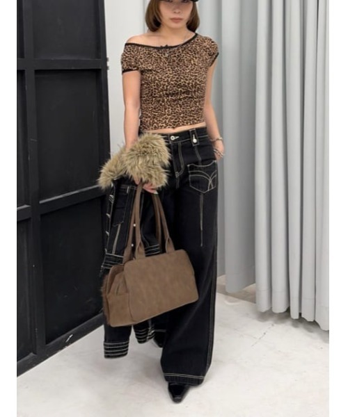 LAGUA GEM(ラグアジェム)の「LEOPARD LACE トップス(Tシャツ/カットソー・レディース・グレー/ブラウン・FREE)」の7枚目の写真