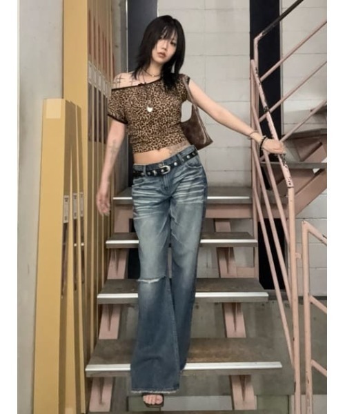 LAGUA GEM(ラグアジェム)の「LEOPARD LACE トップス(Tシャツ/カットソー・レディース・グレー/ブラウン・FREE)」の5枚目の写真