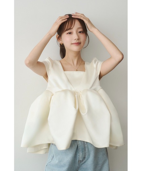 moi tytto（モイテュット）の「バブルヘムボリュームブラウス（シャツ/ブラウス・レディース・ナチュラル/ベージュ・FREE）」の5枚目の写真