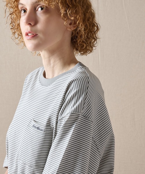 Eddie Bauer(エディーバウアー)の「ナロー ボーダー 半袖ポケットTシャツ(Tシャツ/カットソー・メンズ・グレー/バーガンディー/グリーン/ネイビー・XL/L/M/XXL/S)」の8枚目の写真