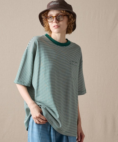 Eddie Bauer(エディーバウアー)の「ナロー ボーダー 半袖ポケットTシャツ(Tシャツ/カットソー・メンズ・グレー/バーガンディー/グリーン/ネイビー・XL/L/M/XXL/S)」の12枚目の写真