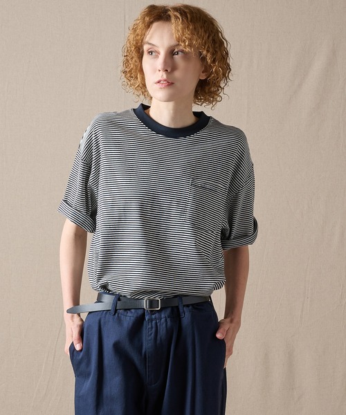Eddie Bauer(エディーバウアー)の「ナロー ボーダー 半袖ポケットTシャツ(Tシャツ/カットソー・メンズ・グレー/バーガンディー/グリーン/ネイビー・XL/L/M/XXL/S)」の17枚目の写真