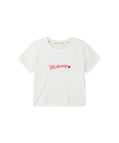 MELLOTORY(メロートリー)の「刺繍クロップ半袖Tシャツ (2色)(Tシャツ/カットソー・レディース・ホワイト/ライトグレー・FREE)」の1枚目の写真