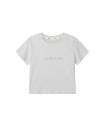 刺繍クロップ半袖Tシャツ (2色)