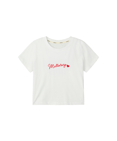 MELLOTORY(メロートリー)の「刺繍クロップ半袖Tシャツ (2色)(Tシャツ/カットソー・レディース・ホワイト/ライトグレー・FREE)」の5枚目の写真