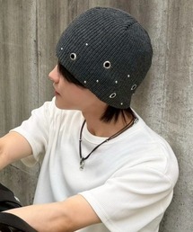 Chikashitsu +（チカシツプラス）の「【Chikashitsu +】mix eyelet studs beanie (3color) / 【チカシツプラス】ミックスアイレットスタッズビーニー＜着用動画あり＞（ニットキャップ/ビーニー）」