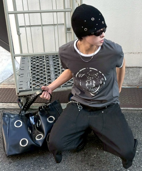 Chikashitsu +（チカシツプラス）の「【Chikashitsu +】mix eyelet studs beanie (3color) / 【チカシツプラス】ミックスアイレットスタッズビーニー＜着用動画あり＞（ニットキャップ/ビーニー・メンズ・ブラウン/グレー/ブラック・ONE SIZE）」の15枚目の写真
