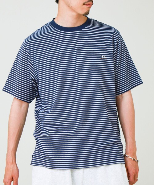 GLOSTER(グロスター)の「【夏素材で快適】フレブルパイルTEE ワンポイント刺繍(Tシャツ/カットソー・メンズ・ホワイト/ライトブルー/グレー系その他/ブルー系その他・L/M/S)」の4枚目の写真