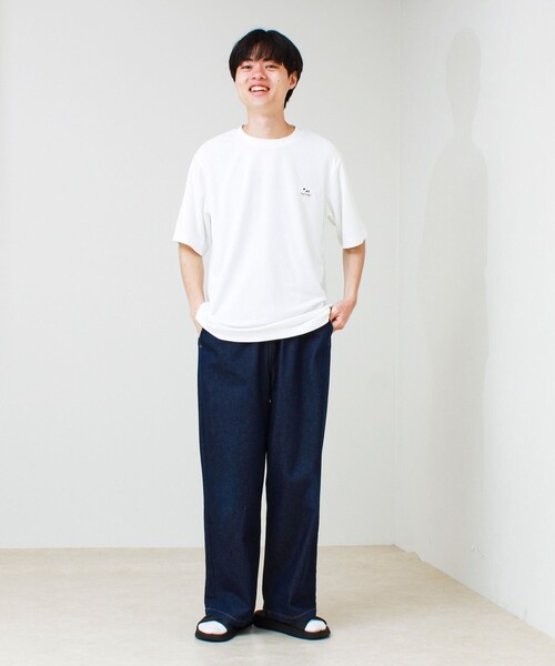 GLOSTER(グロスター)の「【夏素材で快適】フレブルパイルTEE ワンポイント刺繍(Tシャツ/カットソー・メンズ・ホワイト/ライトブルー/グレー系その他/ブルー系その他・L/M/S)」の5枚目の写真