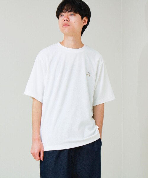 GLOSTER(グロスター)の「【夏素材で快適】フレブルパイルTEE ワンポイント刺繍(Tシャツ/カットソー・メンズ・ホワイト/ライトブルー/グレー系その他/ブルー系その他・L/M/S)」の6枚目の写真