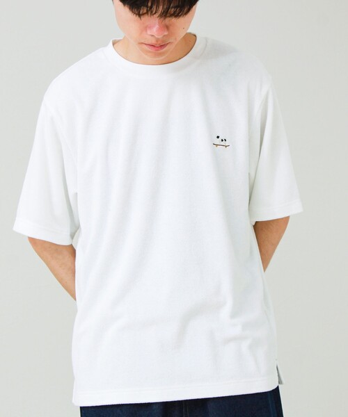 GLOSTER(グロスター)の「【夏素材で快適】フレブルパイルTEE ワンポイント刺繍(Tシャツ/カットソー・メンズ・ホワイト/ライトブルー/グレー系その他/ブルー系その他・L/M/S)」の9枚目の写真