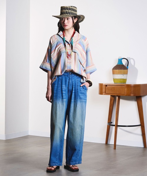 ROSE BUD(ローズバッド)の「DENIM/BACK SATIN PANTS(デニムパンツ・レディース・オフホワイト/ライトインディゴブルー/カーキ・M/S)」の14枚目の写真