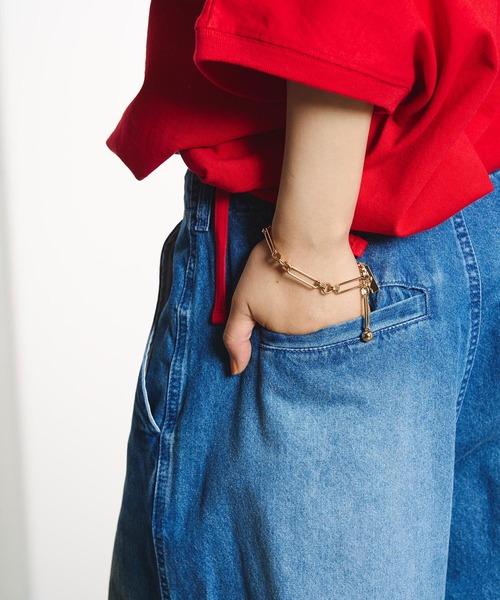 ROSE BUD(ローズバッド)の「DENIM/BACK SATIN PANTS(デニムパンツ・レディース・オフホワイト/ライトインディゴブルー/カーキ・M/S)」の11枚目の写真