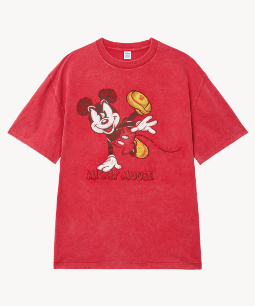 VTWO(ブイツー)の「フェイドウォッシングダンシング_ミッキー_ティーシャツ(RED)(Tシャツ/カットソー・レディース・その他・LARGE/MEDIUM)」の1枚目の写真