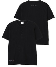 MINI WAFFLE HENLEY NECK T-SHIRT "U.S.N." / ミニワッフル ヘンリーネック 半袖Tシャツ / AVIREX /アヴィレックス