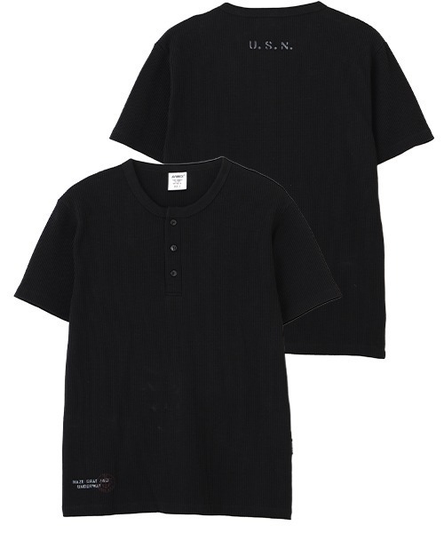 MINI WAFFLE HENRY NECK T-SHIRT 