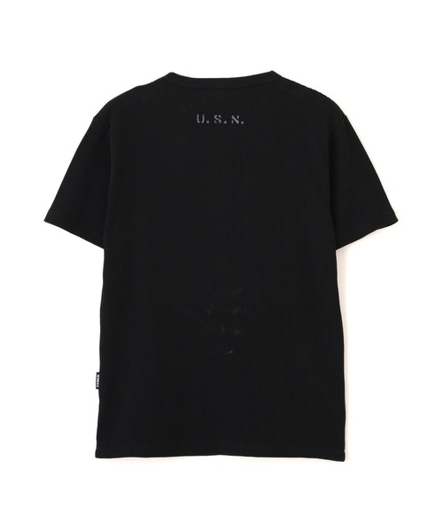 AVIREX(アヴィレックス)の「MINI WAFFLE HENRY NECK T-SHIRT "U.S.N." / ミニワッフル ヘンリーネック 半袖Tシャツ / AVIREX /アヴィレックス(Tシャツ/カットソー・メンズ・ホワイト/ブラック/グリーン系カモフラージュ・LARGE/SMALL/X-LARGE/MEDIUM)」の12枚目の写真