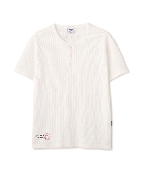 AVIREX(アヴィレックス)の「MINI WAFFLE HENRY NECK T-SHIRT "U.S.N." / ミニワッフル ヘンリーネック 半袖Tシャツ / AVIREX /アヴィレックス(Tシャツ/カットソー・メンズ・ホワイト/ブラック/グリーン系カモフラージュ・LARGE/SMALL/X-LARGE/MEDIUM)」の4枚目の写真