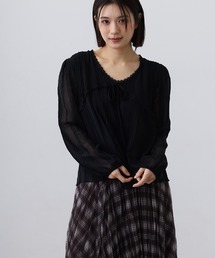sheer pleats ribbon blouse / シアープリーツリボンブラウス