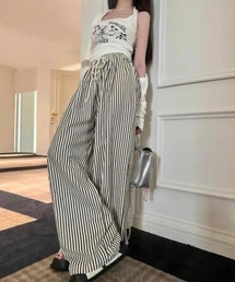 リラックスストライプワイドパンツ