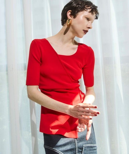 OMMO(オーエムエムオー)の「OVER PANEL HALF SLEEVE TOP(ニット/セーター・レディース・レッド/ブラック/カーキ・F)」の22枚目の写真