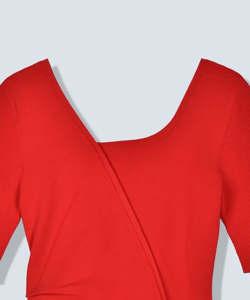 OMMO(オーエムエムオー)の「OVER PANEL HALF SLEEVE TOP(ニット/セーター・レディース・レッド/ブラック/カーキ・F)」の9枚目の写真