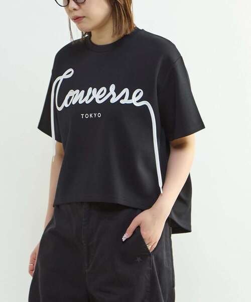 CONVERSE TOKYO（コンバーストウキョウ）の「SPINDLE LOGO TUCK TEE（Tシャツ/カットソー・レディース・ホワイト/杢グレー/ブラック・FREE）」の2枚目の写真