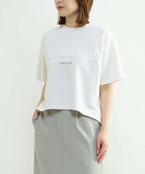 CONVERSE TOKYO（コンバーストウキョウ）の「SPINDLE LOGO TUCK TEE（Tシャツ/カットソー・レディース・ホワイト/杢グレー/ブラック・FREE）」の4枚目の写真