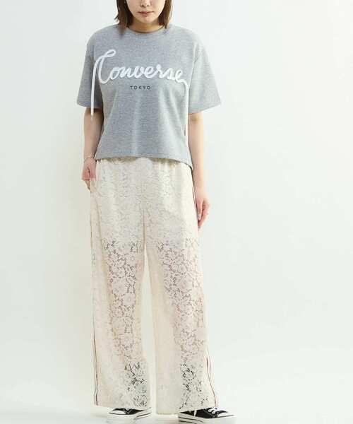 CONVERSE TOKYO（コンバーストウキョウ）の「SPINDLE LOGO TUCK TEE（Tシャツ/カットソー・レディース・ホワイト/杢グレー/ブラック・FREE）」の6枚目の写真