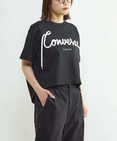 CONVERSE TOKYO（コンバーストウキョウ）の「SPINDLE LOGO TUCK TEE（Tシャツ/カットソー・レディース・ホワイト/杢グレー/ブラック・FREE）」の8枚目の写真