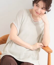 SHOO・LA・RUE | 【2点セット/前後2WAY/洗濯機可/S-LL】体型カバーも叶う ラメ畦ニット+タンクトップ(その他トップス)