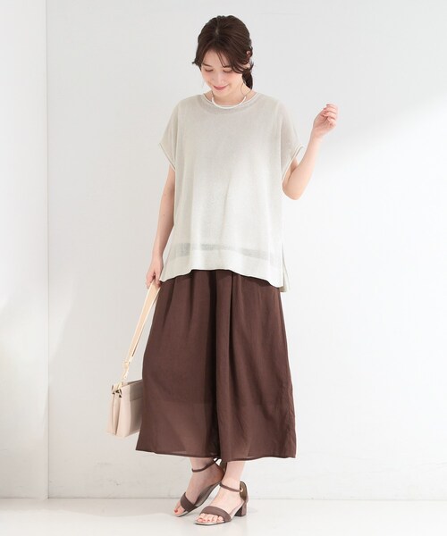 SHOO・LA・RUE(シューラルー)の「【2点セット/前後2WAY/洗濯機可/S-LL】体型カバーも叶う ラメ畦ニット+タンクトップ(その他トップス・レディース・オフホワイト/ブラウン系その他/ゴールド・01/04/03/02)」の15枚目の写真