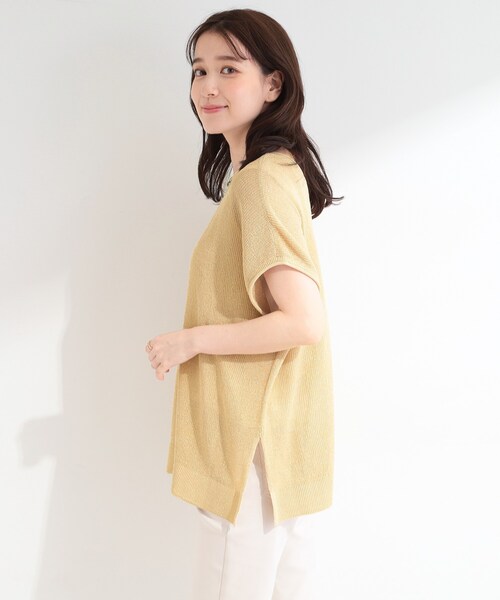 SHOO・LA・RUE(シューラルー)の「【2点セット/前後2WAY/洗濯機可/S-LL】体型カバーも叶う ラメ畦ニット+タンクトップ(その他トップス・レディース・オフホワイト/ブラウン系その他/ゴールド・01/04/03/02)」の19枚目の写真