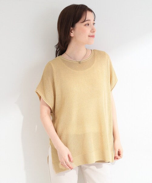 SHOO・LA・RUE(シューラルー)の「【2点セット/前後2WAY/洗濯機可/S-LL】体型カバーも叶う ラメ畦ニット+タンクトップ(その他トップス・レディース・オフホワイト/ブラウン系その他/ゴールド・01/04/03/02)」の20枚目の写真